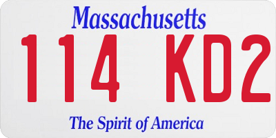 MA license plate 114KD2