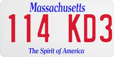 MA license plate 114KD3