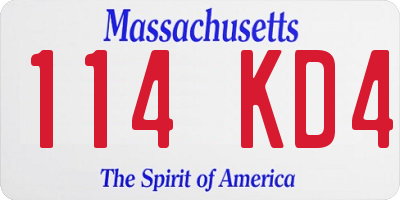 MA license plate 114KD4
