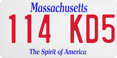 MA license plate 114KD5