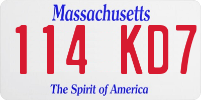 MA license plate 114KD7