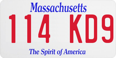 MA license plate 114KD9