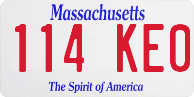 MA license plate 114KE0