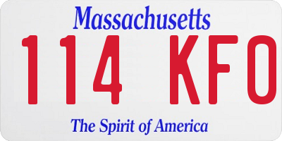 MA license plate 114KF0