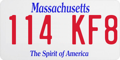 MA license plate 114KF8