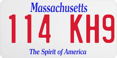 MA license plate 114KH9