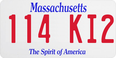 MA license plate 114KI2