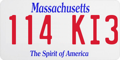 MA license plate 114KI3
