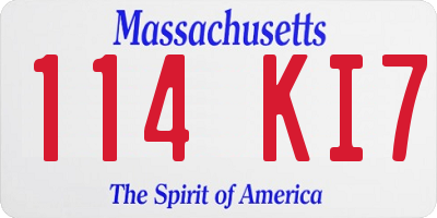 MA license plate 114KI7