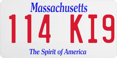 MA license plate 114KI9