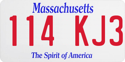 MA license plate 114KJ3