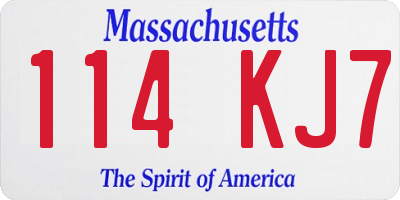 MA license plate 114KJ7