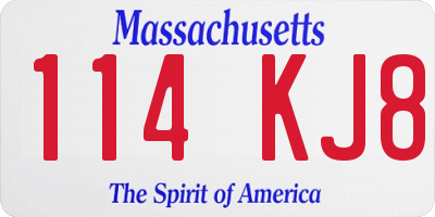 MA license plate 114KJ8