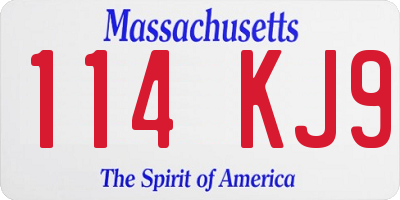 MA license plate 114KJ9