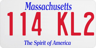 MA license plate 114KL2