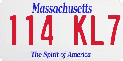 MA license plate 114KL7