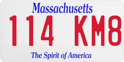 MA license plate 114KM8