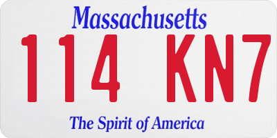 MA license plate 114KN7