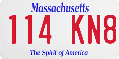 MA license plate 114KN8
