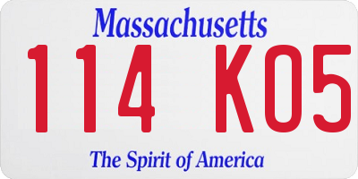 MA license plate 114KO5