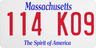 MA license plate 114KO9