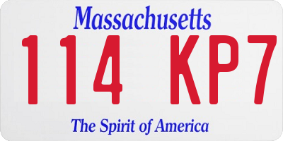 MA license plate 114KP7