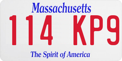 MA license plate 114KP9