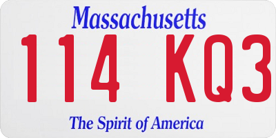 MA license plate 114KQ3