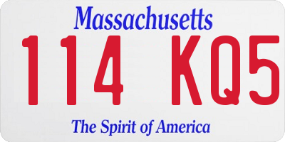 MA license plate 114KQ5