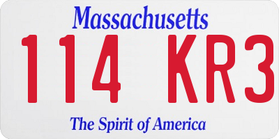 MA license plate 114KR3