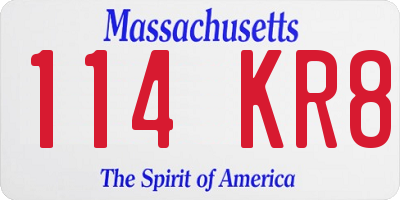 MA license plate 114KR8