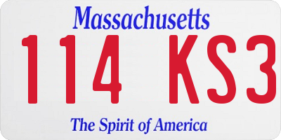 MA license plate 114KS3