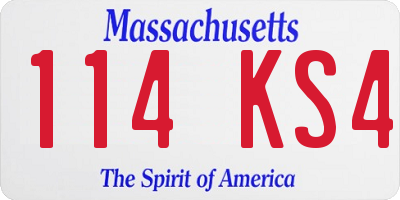 MA license plate 114KS4
