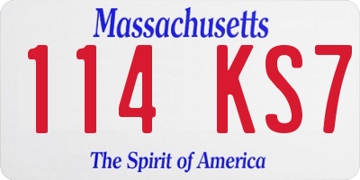 MA license plate 114KS7