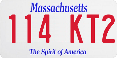 MA license plate 114KT2