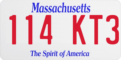 MA license plate 114KT3