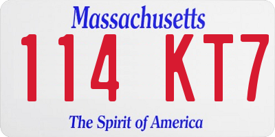 MA license plate 114KT7