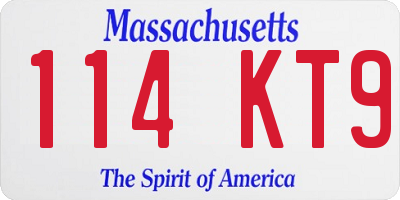 MA license plate 114KT9