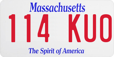 MA license plate 114KU0