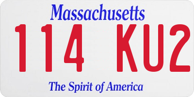 MA license plate 114KU2