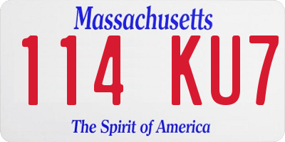 MA license plate 114KU7