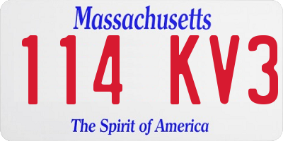 MA license plate 114KV3