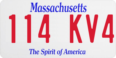 MA license plate 114KV4