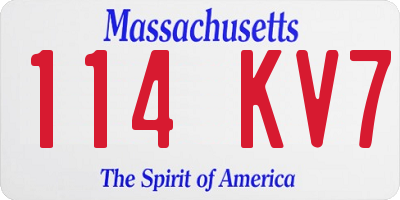 MA license plate 114KV7