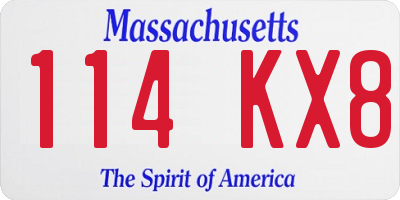 MA license plate 114KX8