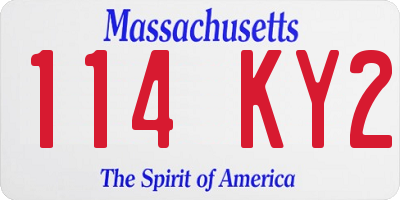MA license plate 114KY2