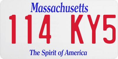 MA license plate 114KY5