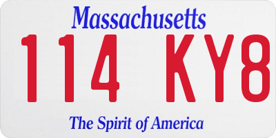 MA license plate 114KY8