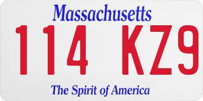 MA license plate 114KZ9
