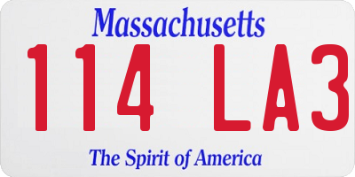 MA license plate 114LA3